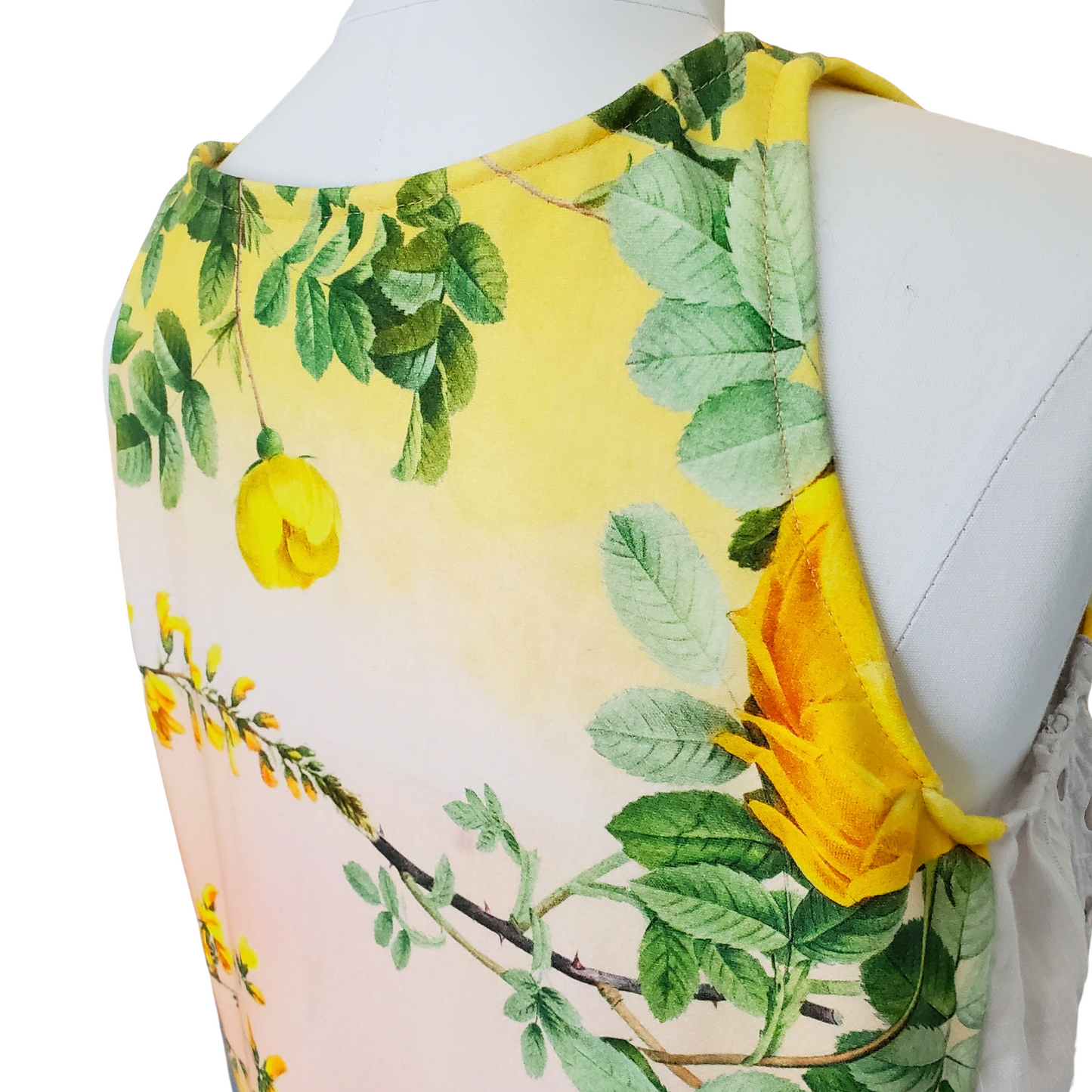 Yellow Roses & Lemons Print Dress Size M