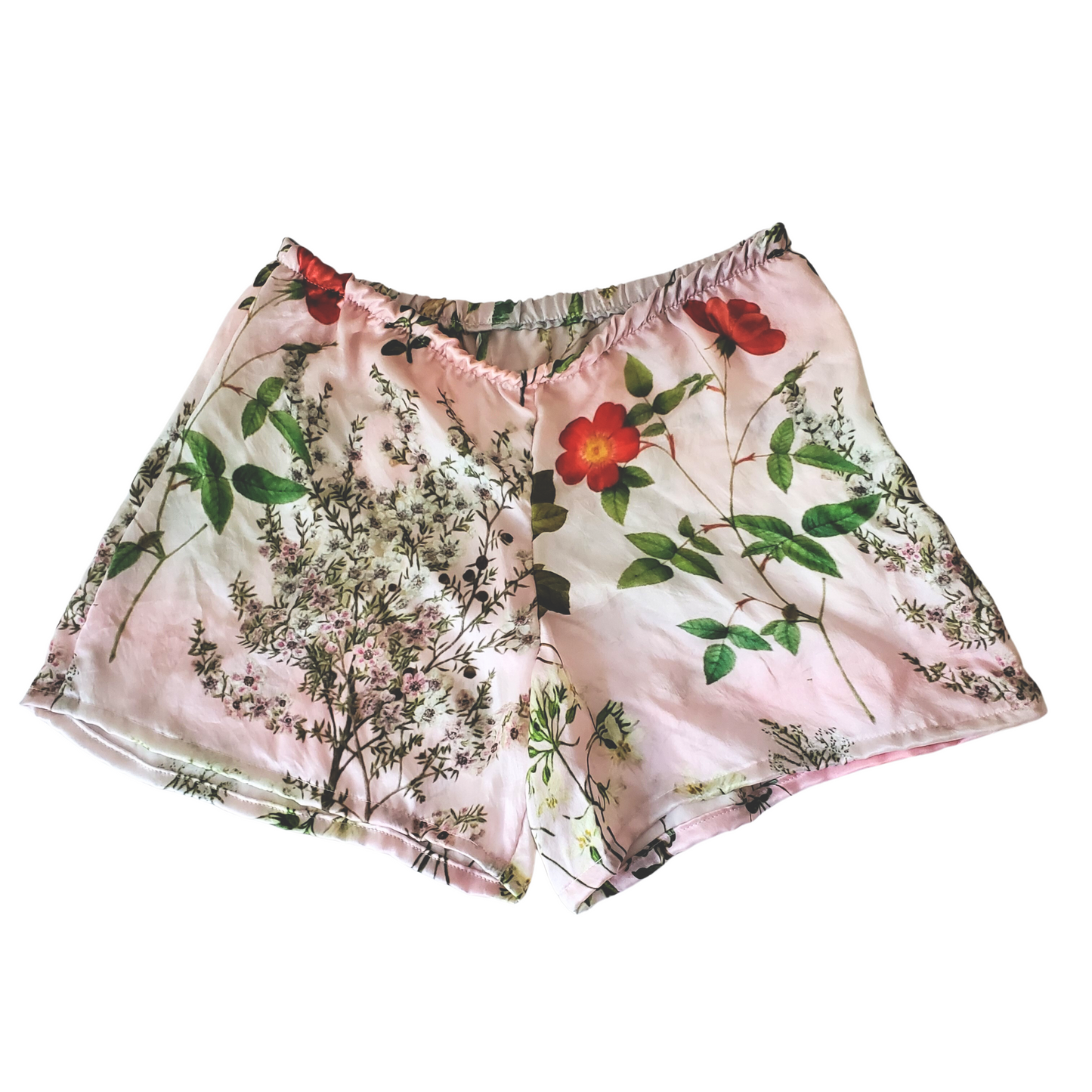 100% Silk Charmeuse Floral Pajama Shorts Size L