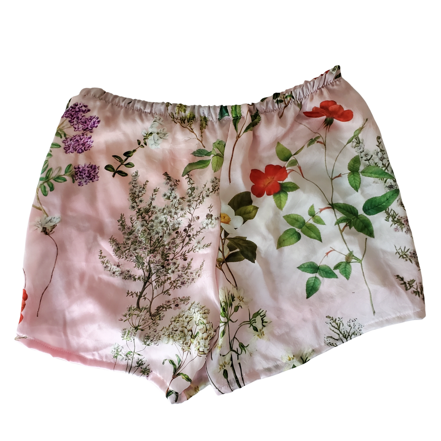 100% Silk Charmeuse Floral Pajama Shorts Size L