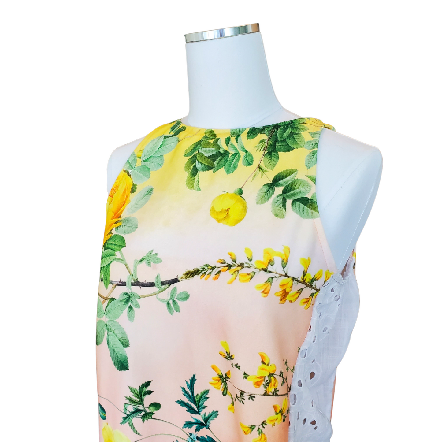 Yellow Roses & Lemons Print Dress Size M